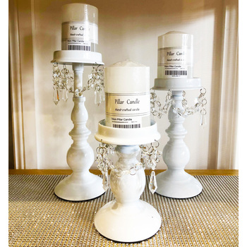 thumb_White 3 Piece Candelabra Set with Crystals