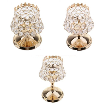 thumb_Gold Crystal 3 Piece Candelabra Set