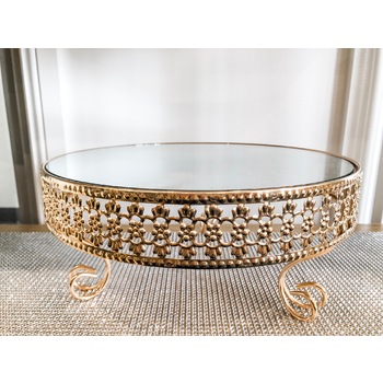 thumb_30cm Round Raised Mirror Top Cake Stand -  Gold