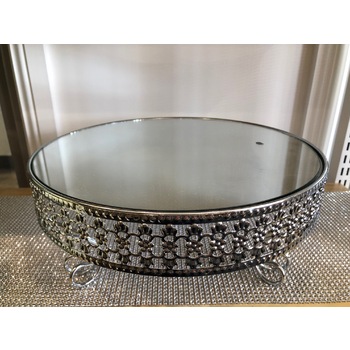 thumb_30cm Round Raised Mirror Top Cake Stand -  Silver