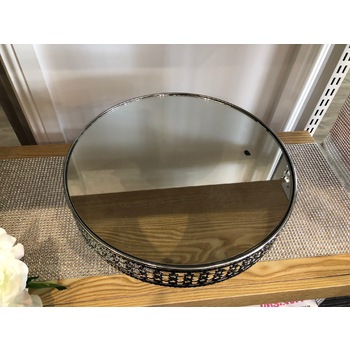 thumb_30cm Round Pedestal Mirror Top Cake Stand -  Silver