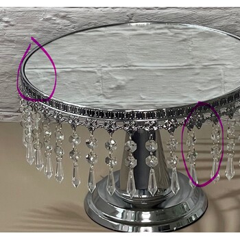 thumb_30cm Crystal Mirror Cake Stand Pedastal -  Silver