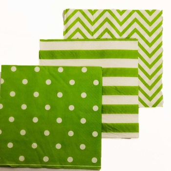 thumb_20pk - Paper Party Napkins Green Stripe