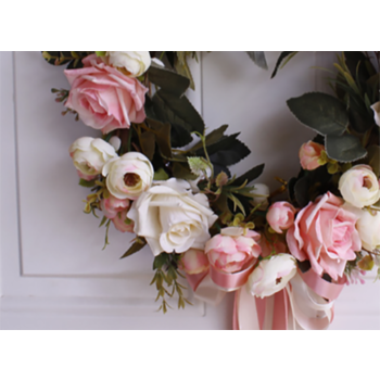 thumb_35cm High Quality Wreath -  Mauve Pink/Cream Roses