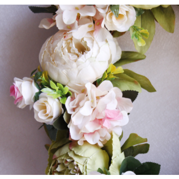 thumb_40cm High Quality Wreath -  Pink/Green/Cream Peonies