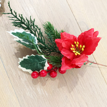 thumb_30cm - Red Christmas Berry Spray W/ Poinsettia and Holly