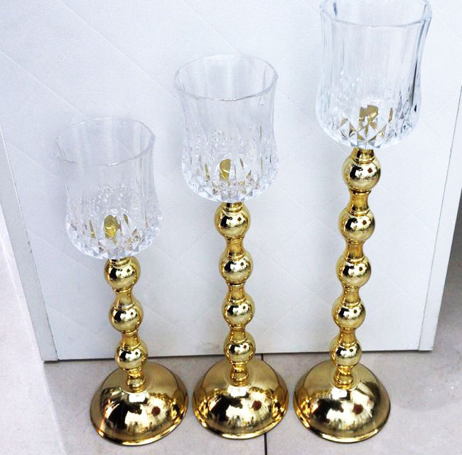 28cm Gold Stemmed Votive Candle Holder/Vase