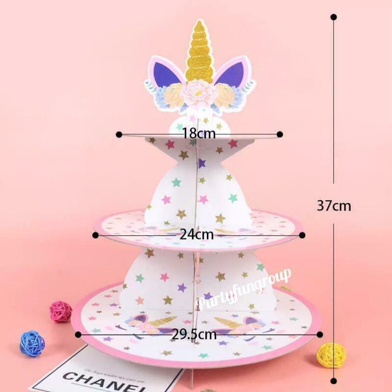 3 Tier Unicorn Style Cup Cake Stand