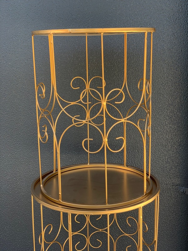3pc Set - Gold Round Flower/Centerpiece Stands