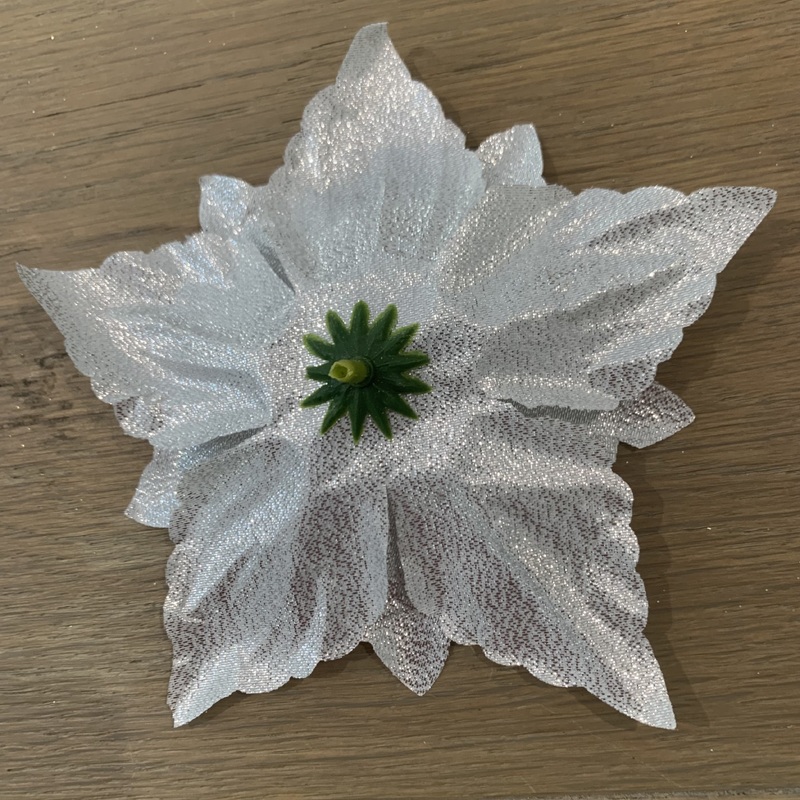 13cm Silver Poinsettia Christmas Flower