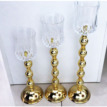 thumb_38cm Gold Stemmed Votive Candle Holder/Vase