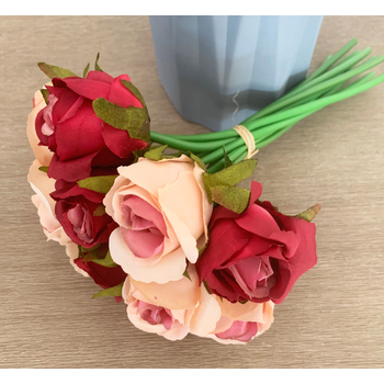 thumb_Burgundy/Pink - 12 Head Silk Rose Bouquet