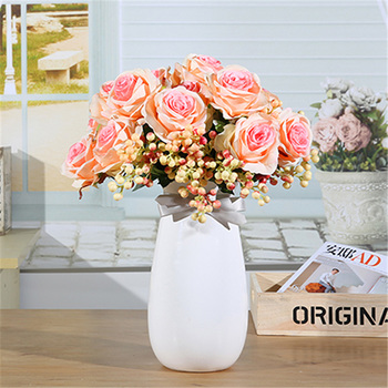 thumb_9 Head Rose Bush 42cm - Pink