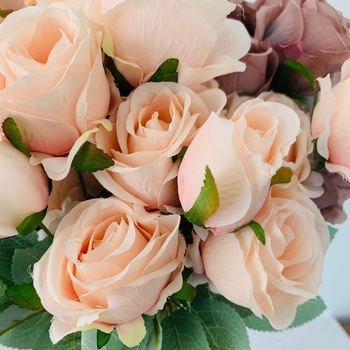 thumb_56cm - 15 Head Rose Flower Bush - Soft Pink