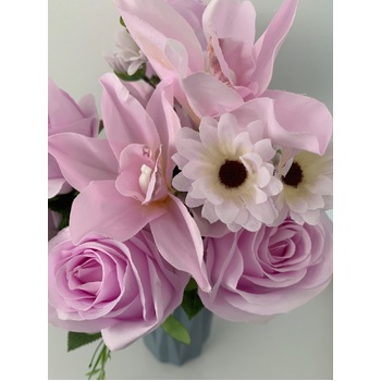 thumb_56cm - 12 Head Rose, Orchid & Daisy Flower Bush - lavender