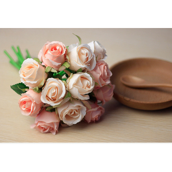 thumb_Pink/Champagne Tones - 12 Head Silk Rose Bouquet