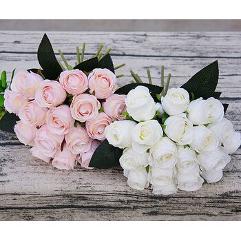 thumb_18 Head Silk Rose Bouquet - White