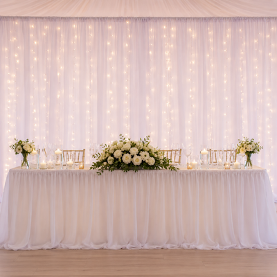 thumb_3m White Polyester Wedding Backdrop Curtain with Sheer Voile Layer 