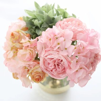 thumb_Cottage Rose & Hydrangea Bouquet - Red - Real Touch