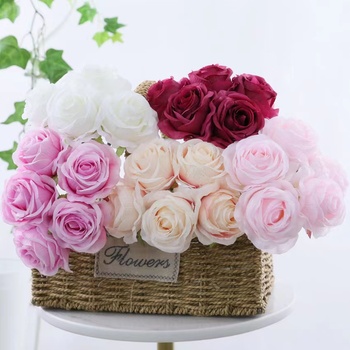thumb_5 Head Small Silk Rose Bouquet - Deep Pink - 