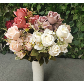 thumb_55cm - 11 Head Rose Bud Bush Red/Burgundy
