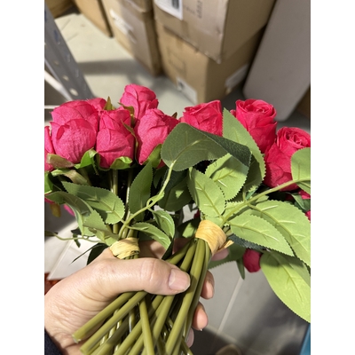 thumb_18 Head Silk Rose Bouquet - Deep Fushia/Red