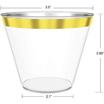 thumb_50pk x 270ml Gold Rimmed Plastic Cups General Purpose Glass