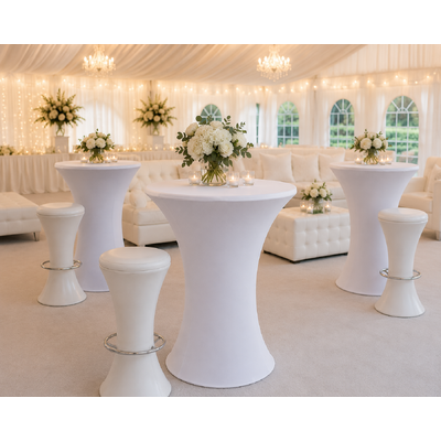 thumb_70cm White Round Base Dry Bar Cover – Stretch Lycra Cocktail Table Cover