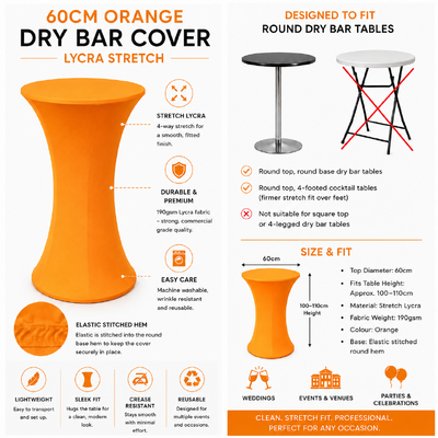 thumb_60cm Orange Round Base Dry Bar Cover – Stretch Lycra Cocktail Table Cover