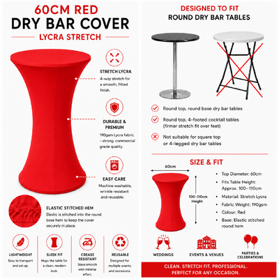 thumb_60cm Red Round Base Dry Bar Cover – Stretch Lycra Cocktail Table Cover