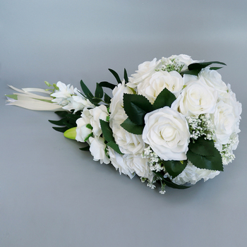 thumb_Bridal Teardrop Bouquet - White Roses