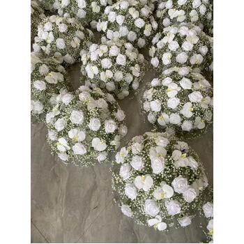 thumb_60cm Rose, Orchid and  Babies Breath Floral Ball Arrangement - White