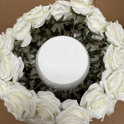 thumb_40cm Flower Rose Ball Arrangement 3/4 Sphere - White/Cream