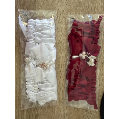 thumb_Satin Bridal Wedding Garter Burgundy  - 2pcs Set