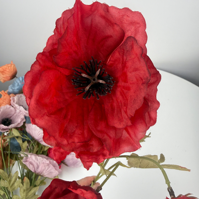 thumb_Dark Red Poppy Spray Stem - 76cm – 5 Head