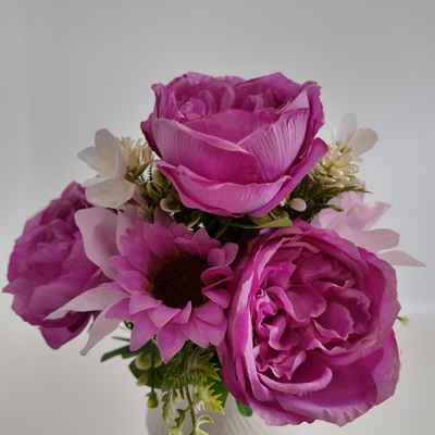 thumb_50cm - Fushia 11 Head Peony and Mixed Flower Bush Artificial