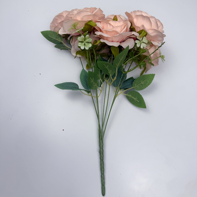 thumb_43cm - Peachy Pink 7 Head Artificial Rose Bush