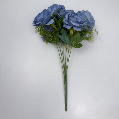 thumb_43cm - Blue 7 Head Artificial Rose Bush