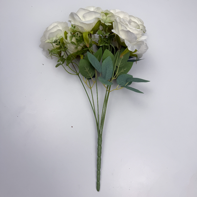 thumb_43cm - White/Cream 7 Head Artificial Rose Bush