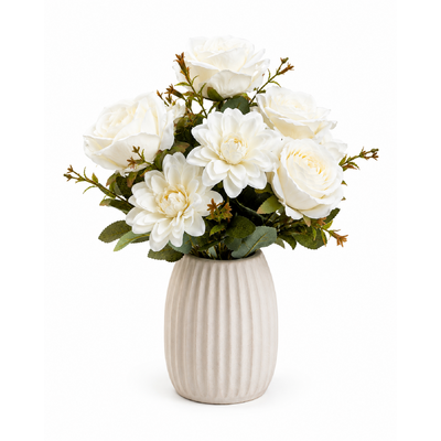 thumb_Artificial White Rose & Dahlia Bush 45cm