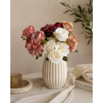 thumb_Artificial Dusty Burgundy Rose & Dahlia Bush 45cm