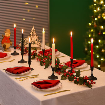 thumb_2 Pc Set - Black Metal Taper/Dinner Candle Holder