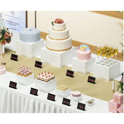 thumb_White Square Table Centerpiece Risers – 6 Piece Display Set