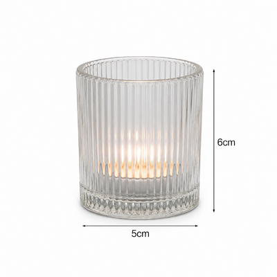 thumb_Clear Ribbed Glass Tealight Candle Holder 6.5cm