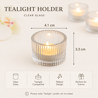 thumb_Clear Mini Ribbed Glass Tealight Candle Holder