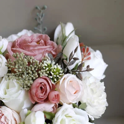 thumb_Artificial Blush Pink & White Peony Rose Bridal Bouquet - 30cm