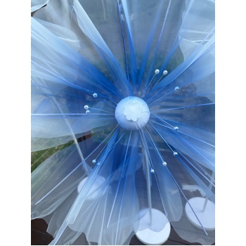 thumb_Set of 3 Blue Giant Organza Flower Stands - 1.7m, 1.4m, 1.2m