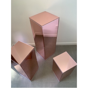 thumb_Set of 3 - Rose Gold Mirrored Acrylic Pedestal Risers/Flower Stands - Seconds