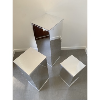thumb_FACTORY SECONDS Set of 3 - Silver Mirrored Acrylic Pedestal Risers/Flower Stands