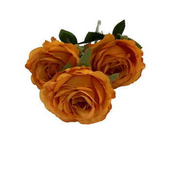 thumb_65cm - 3 Head Rose Flower Stem - Burnt Orange